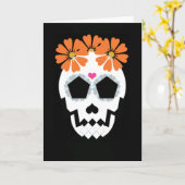 Schädel mit orangen Blume Karte (Gelbe Blume)