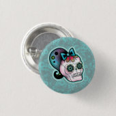 Schädel mit Pferdeschwanz-Knopf Button (Vorne & Hinten)