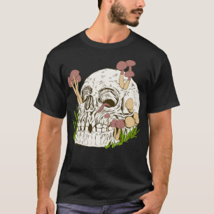Schädel mit Pilzen und Wurm Aestethischer Goblinco T-Shirt