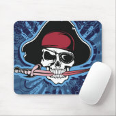 Schädel mit Piratenhut, Augenklappe und Schwert Mousepad (Mit Mouse)