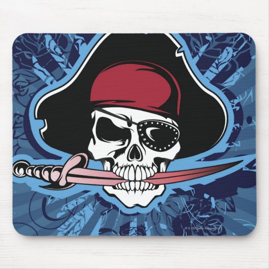 Schädel mit Piratenhut, Augenklappe und Schwert Mousepad (Vorne)