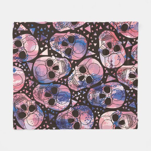 Schädel mit polygonalen Ornamenten. Halloween. nah Fleecedecke (Vorderseite (Horizontal))