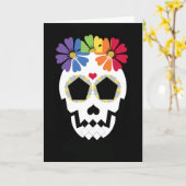 Schädel mit Regenbogen-Blumen Karte (Gelbe Blume)