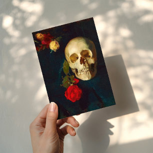 Schädel mit Rose   Carl Schuch Karte