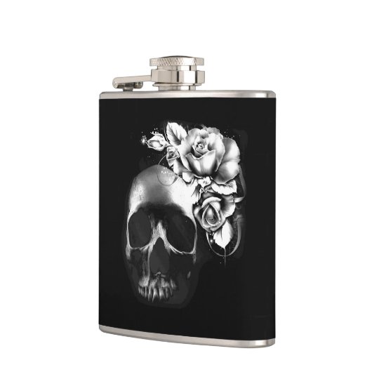 Schädel mit Rose Flachmann (Links)