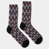 Schädel mit Rose Halloween Tag der Toten Socken (Rechts)