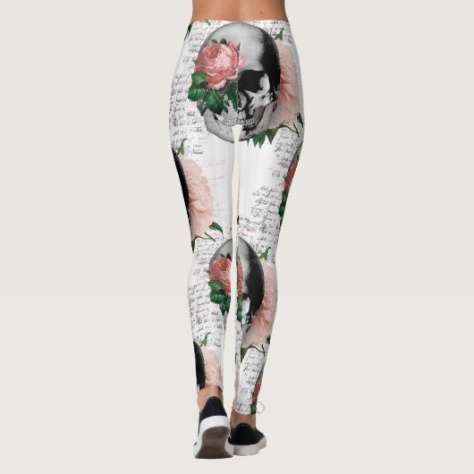 Schädel mit Rose Leggings (Rückseite)