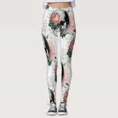 Schädel mit Rose Leggings (Vorderseite)