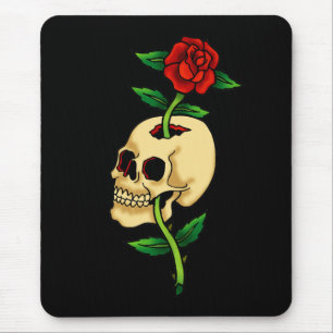 Schädel mit Rose Mousepad