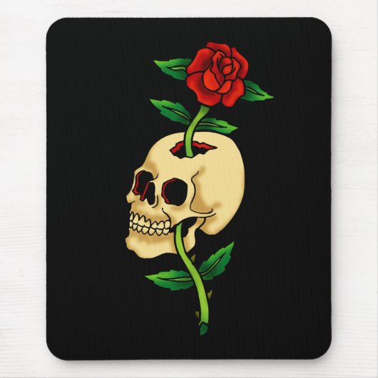 Schädel mit Rose Mousepad (Vorne)