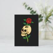 Schädel mit Rose Postkarte (Stehend Vorderseite)