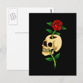 Schädel mit Rose Postkarte (Vorne/Hinten)