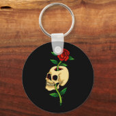 Schädel mit Rose Schlüsselanhänger (Vorderseite)