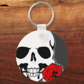 Schädel mit Rose Schlüsselanhänger (Vorderseite)