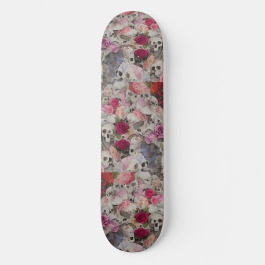 Schädel mit Rose Skateboard (Vorderseite)