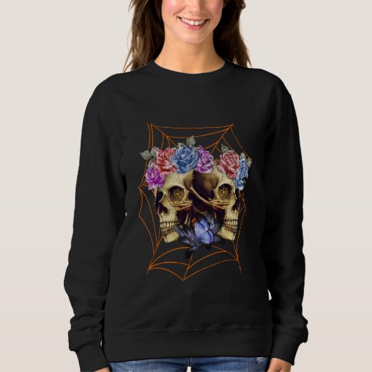Schädel mit Rose Sweatshirt (Vorderseite)