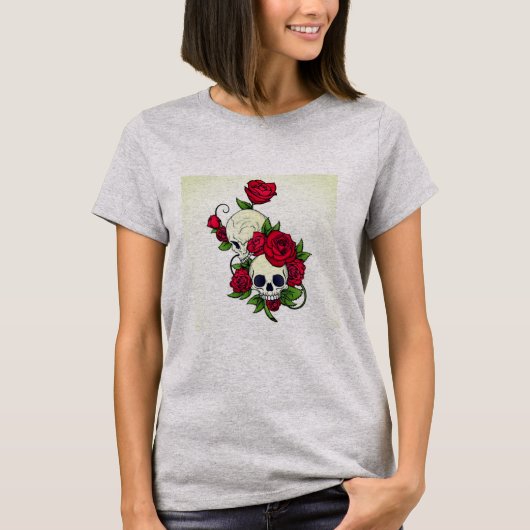 Schädel mit Rose T-Shirt (Vorderseite)