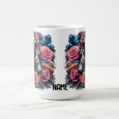 Schädel mit Rose und Bluebird Kaffeetasse (Mittel)