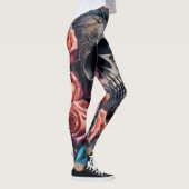 Schädel mit Rose und Bluebird Leggings (Rechts)