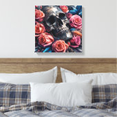 Schädel mit Rose und Bluebird Leinwanddruck (Insitu (Schlafzimmer))