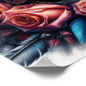 Schädel mit Rose und Bluebird Poster (Ecke)