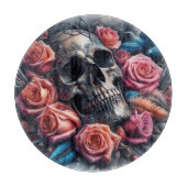 Schädel mit Rose und Bluebird Schneidebrett (Vorderseite)