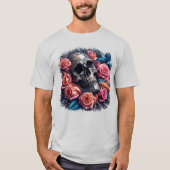 Schädel mit Rose und Bluebird T-Shirt (Vorderseite)
