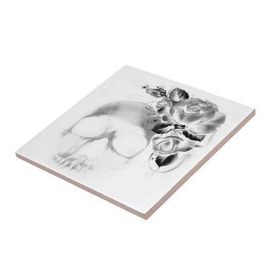 Schädel mit Rosen Fliese (Seite)