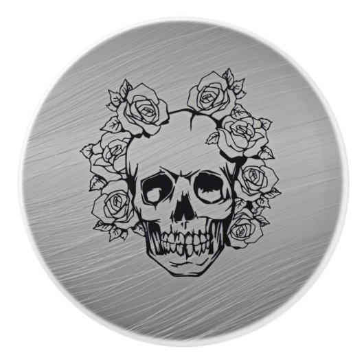 Schädel mit Rosen Keramikknauf (Vorderseite)