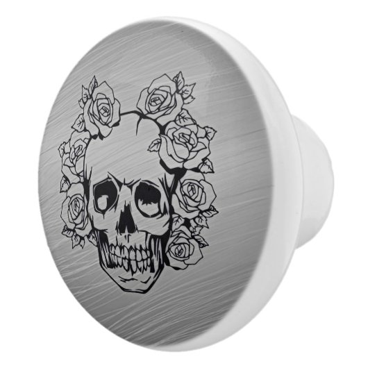 Schädel mit Rosen Keramikknauf (Rechts)