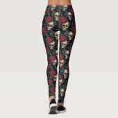 Schädel mit Rote Rosen Leggings (Rückseite)