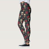 Schädel mit Rote Rosen Leggings (Links)