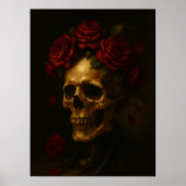 Schädel mit Rote Rosen Poster (Vorne)