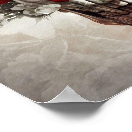 Schädel mit rote Rosen Poster (Ecke)