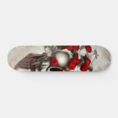 Schädel mit rote Rosen Skateboard (Horizontal)