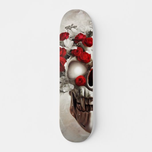 Schädel mit rote Rosen Skateboard (Vorne)