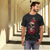 Schädel mit rote Rosen T-Shirt