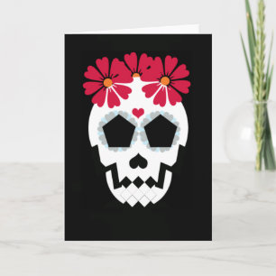 Schädel mit roten Blume Karte