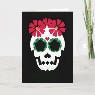 Schädel mit roter Blumen-Gruß-Karte Karte