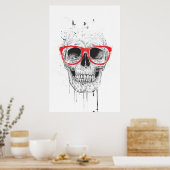 Schädel mit roter Brille Poster (Küche)