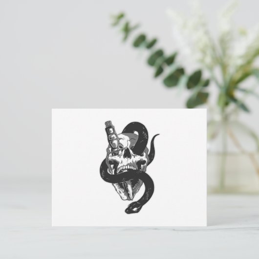 Schädel mit Schlange Postkarte (Stehend Vorderseite)