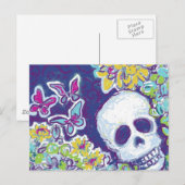 Schädel mit Schmetterlingen Postkarte (Vorne/Hinten)