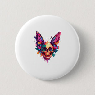 Schädel mit Schmetterlingsflügeln Button