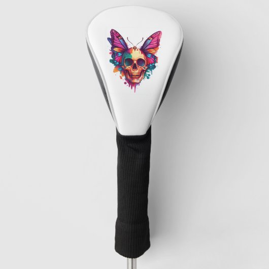 Schädel mit Schmetterlingsflügeln Golf Headcover (Vorderseite)