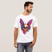 Schädel mit Schmetterlingsflügeln T-Shirt (Vorne ganz)
