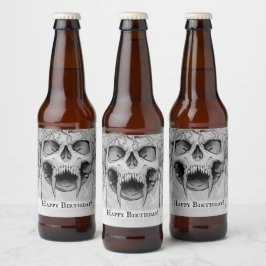 Schädel mit schwerem Metalltod Bierflaschenetikett