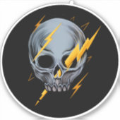 Schädel mit Skate mit leuchtenden Schrauben Aufkleber (Vorderseite)
