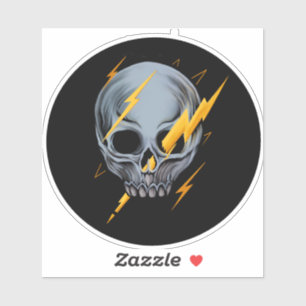 Schädel mit Skate mit leuchtenden Schrauben Aufkleber