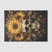 Schädel mit Sonnenblumen Gold Seidenpapier (Vorderseite)