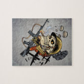 Schädel mit Sturzhelm, Flugzeugen und Bomben Puzzle (Horizontal)